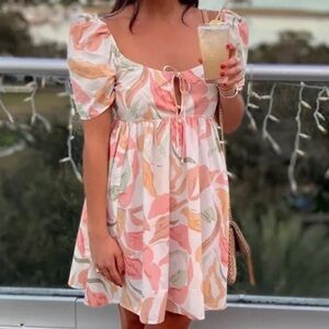 Abercrombie & Fitch Keyhole Babydoll Floral Mini Dress Small Tall